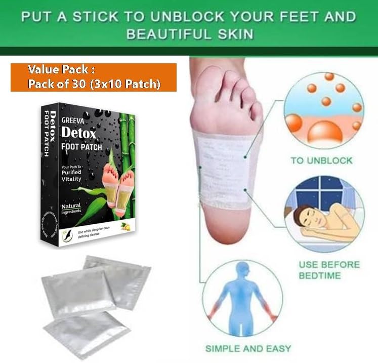 Premium Detox Foot patches 30 pads, Cleansing Toxin Remover Foot Pads, Pain Relief,Stress Relief Sleep Patch for Detoxification, For Men & Women (pack of 3= 30 pads) - Image 4