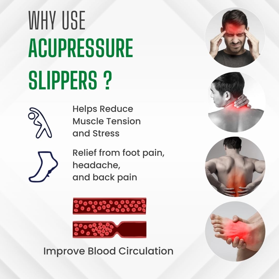Acupressure Foot Massager Slippers | Get FREE Sugar Control Hand Clip | Reflexology Massage for Blood Circulation | Overall Body Pain & Stress Relief | For Men & Women | Size - 7 - Image 4