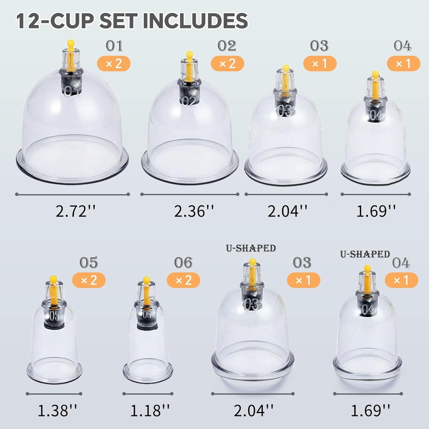HIJAMA Cupping Kit 12 Pcs Vacuum Cupping Set for Health Care Portable Body Relaxation Massager & Manual Therapy Cups for Pain Relief Magnetic Traditional Chinese Therapy Cupping,Transparent - Image 2
