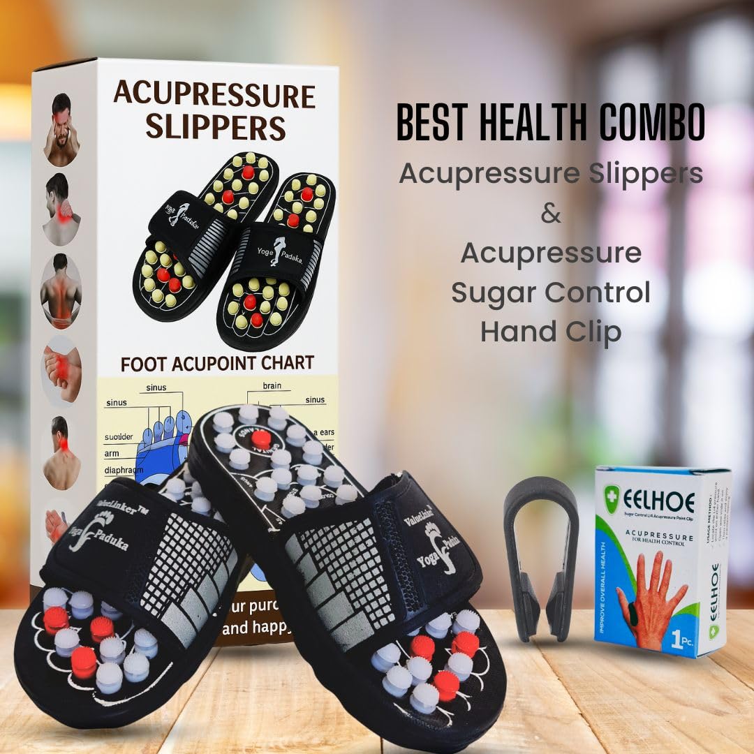 Acupressure Foot Massager Slippers | Get FREE Sugar Control Hand Clip | Reflexology Massage for Blood Circulation | Overall Body Pain & Stress Relief | For Men & Women | Size - 7 - Image 2