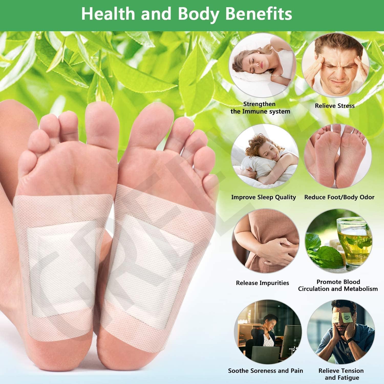 Premium Detox Foot patches 30 pads, Cleansing Toxin Remover Foot Pads, Pain Relief,Stress Relief Sleep Patch for Detoxification, For Men & Women (pack of 3= 30 pads) - Image 2