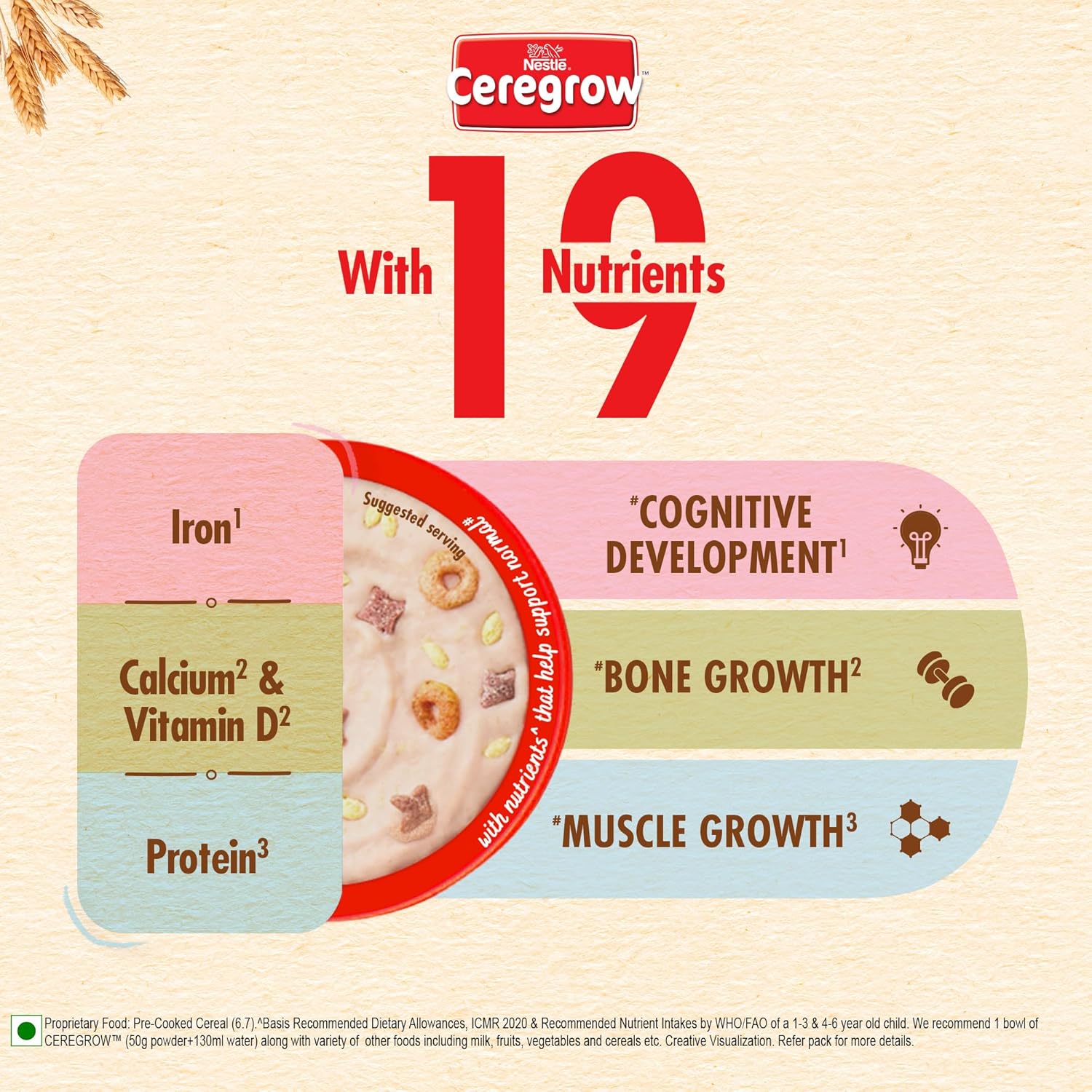 CEREGROW Multigrain Cereal with Milk & Fruits, From 2-6 years, With Iron, Protein, Calcium, 19 Nutrients, Instant Cereal, 300g, Bag-in-box Pack - Image 4